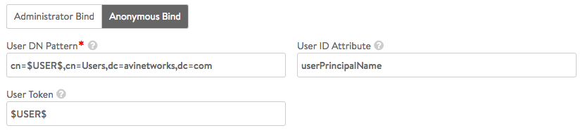 LDAP Anonymous Bind settings